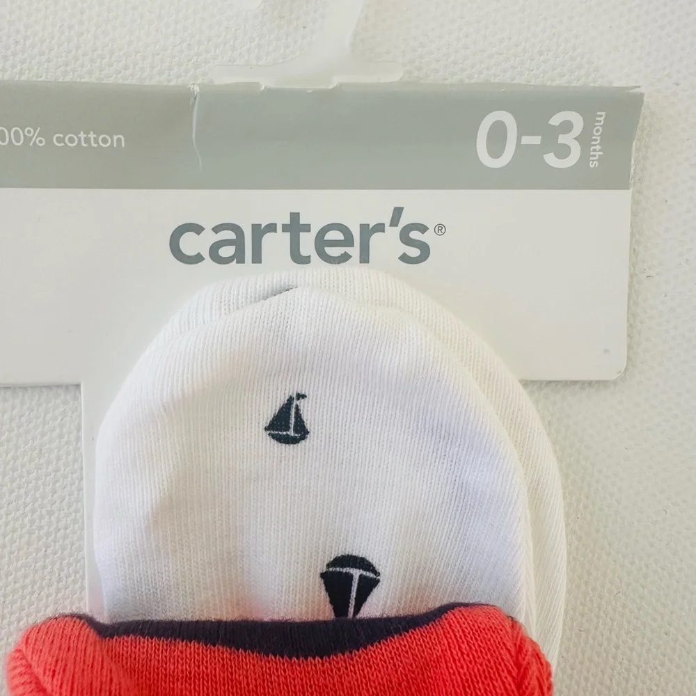 Carter’s 0-3 Months Baby Boy 3-pk mittens NWT Nautical Anchor